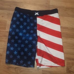 American Flag swim trunks